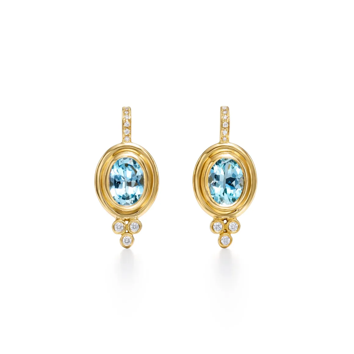 18K AQUAMARINE CLASSIC TEMPLE EARRINGS