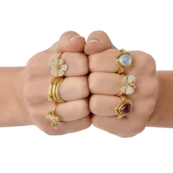 18K BLUE MOONSTONE WINGED HEART RING