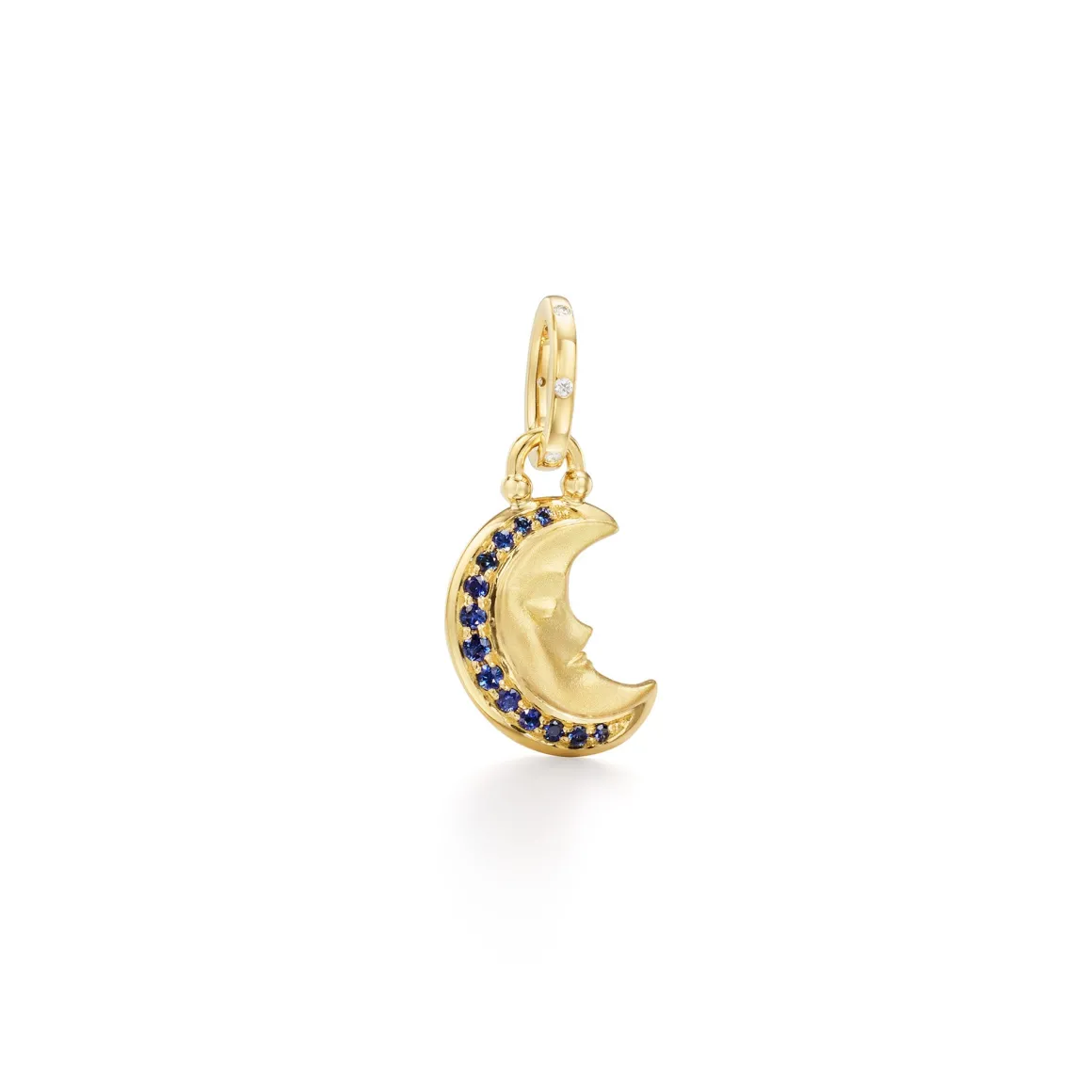 18K BLUE SAPPHIRE CRESCENT MOON PENDANT