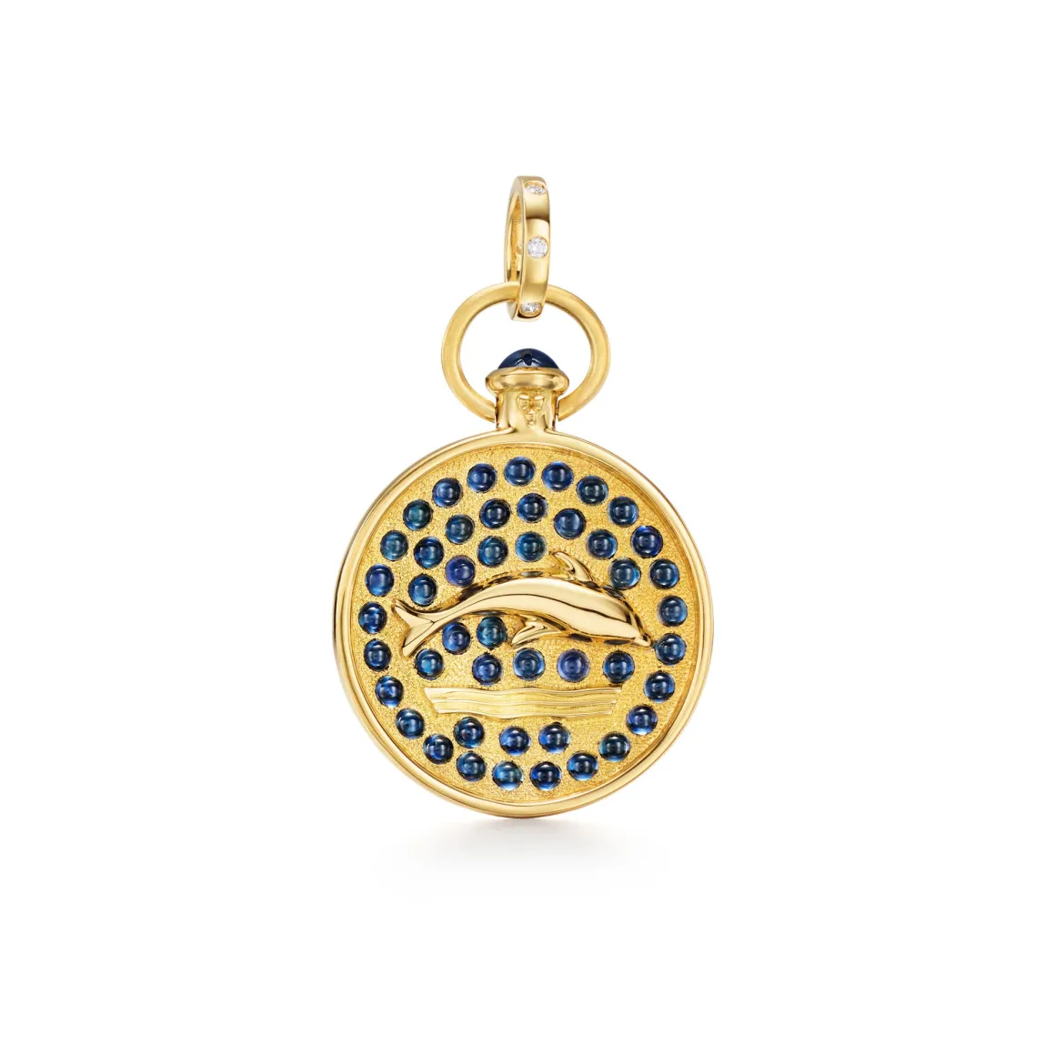 18K BLUE SAPPHIRE DOLPHIN PENDANT