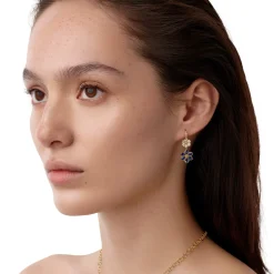 18K DIAMOND BLUE SAPPHIRE FIORI DROP EARRINGS