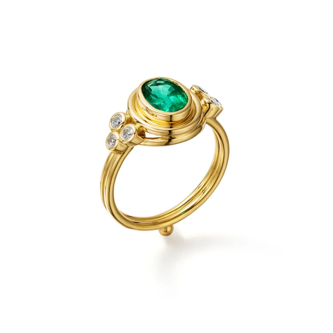18K EMERALD CLASSIC TEMPLE RING