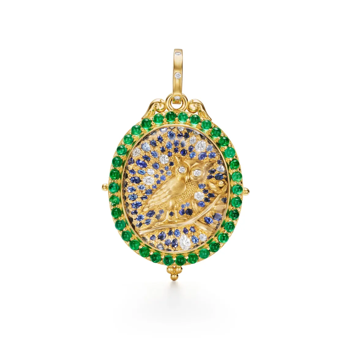 18K EMERALD NOCTURNE OWL LOCKET