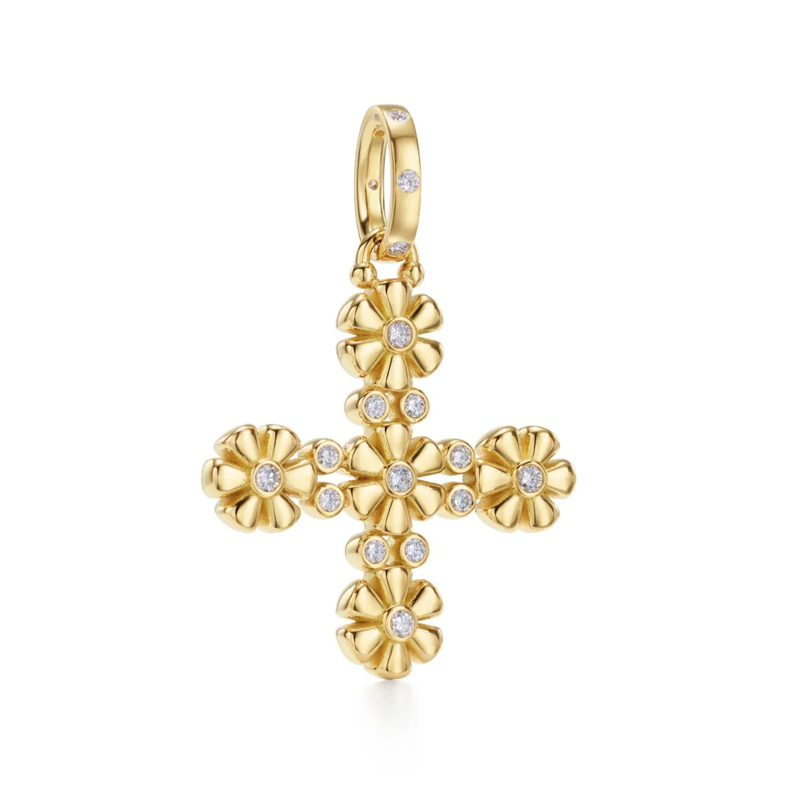 18K FIORI CROSS PENDANT