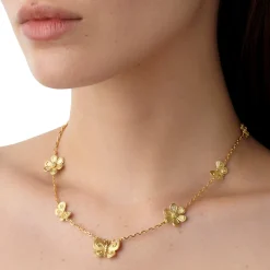 18K GOLDEN FLOWER BUTTERFLY NECKLACE