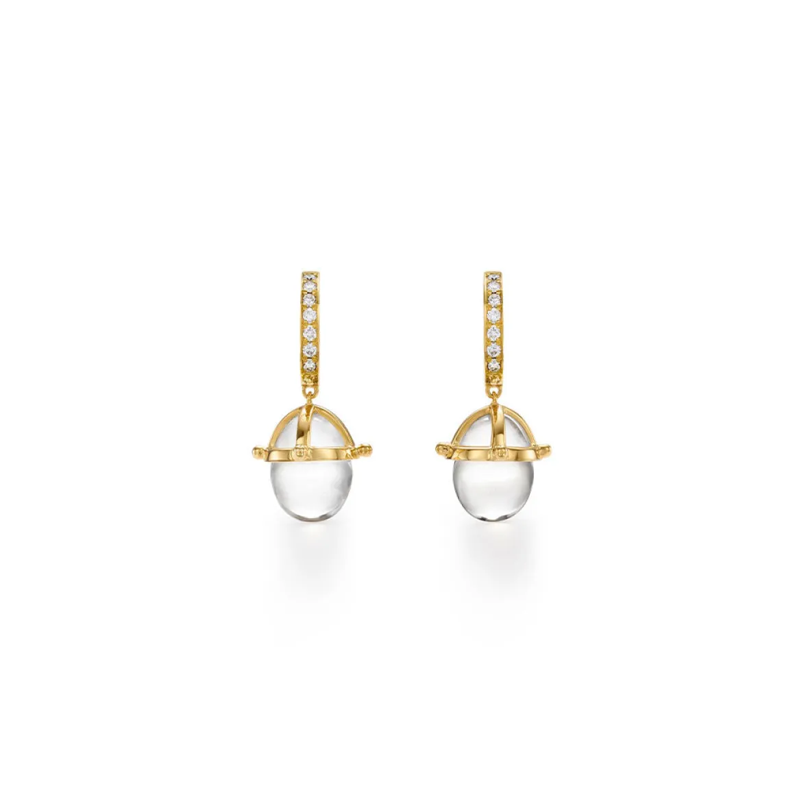 18K GRANULATED AMULET DROP EARRINGS