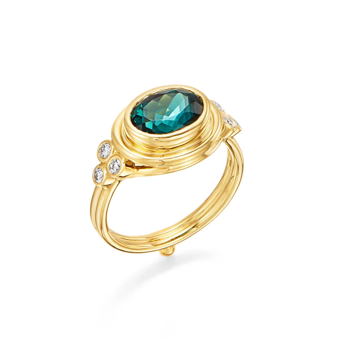 18K INDICOLITE CLASSIC TEMPLE RING