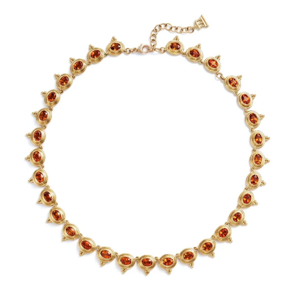 18K MANDARIN GARNET TEMPLE NECKLACE