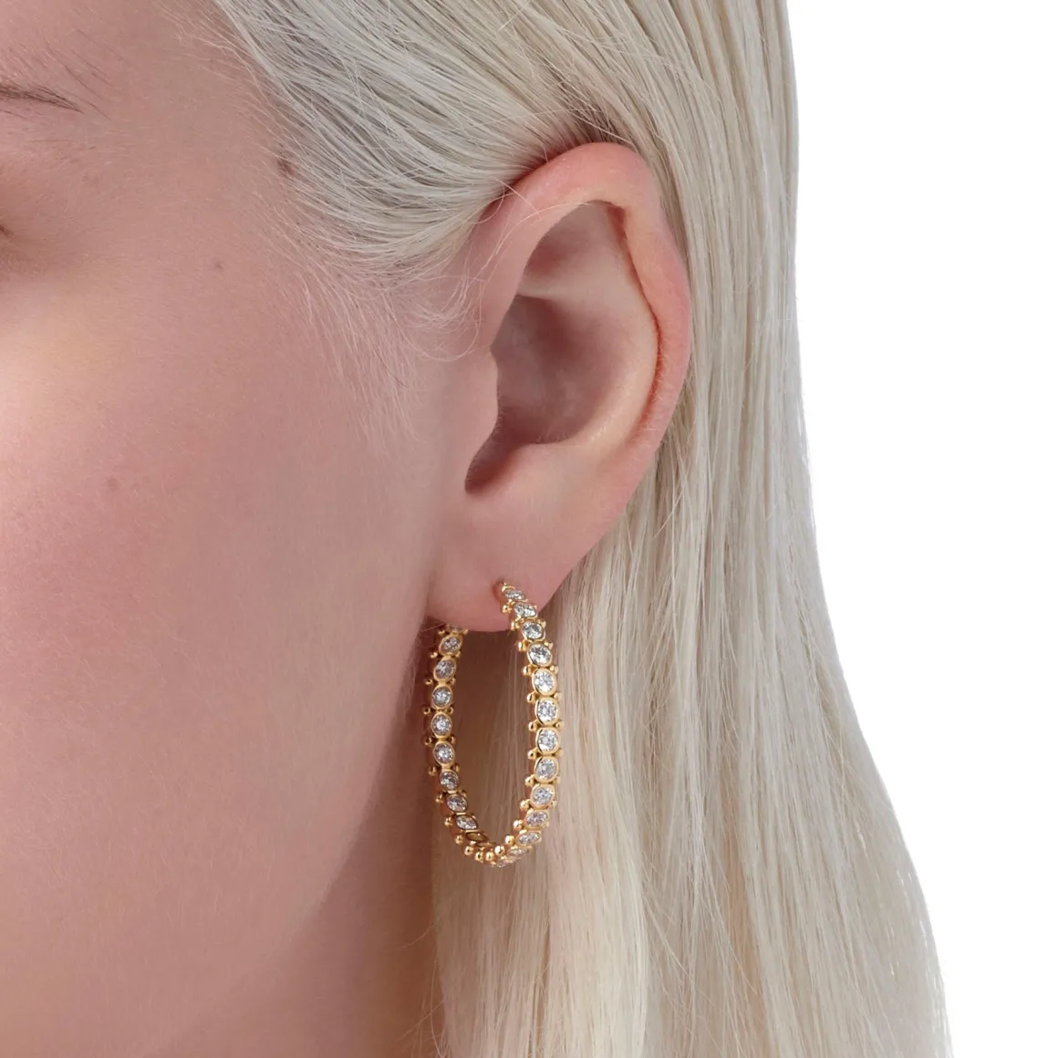 18K MEDIUM DIAMOND ETERNITY HOOPS