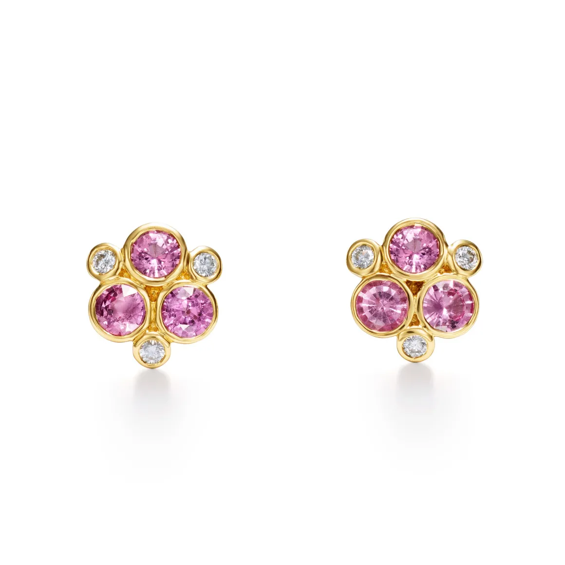 18K PINK SAPPHIRE TRIO EARRINGS