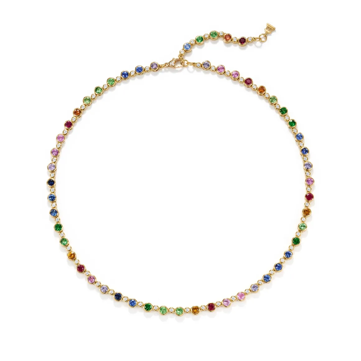 18K RAINBOW ETERNITY NECKLACE