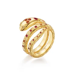 18K RUBY AND ORANGE SAPPHIRE DELPHI SERPENT RING