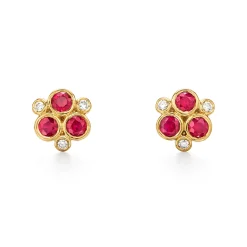 18K RUBY TRIO EARRINGS