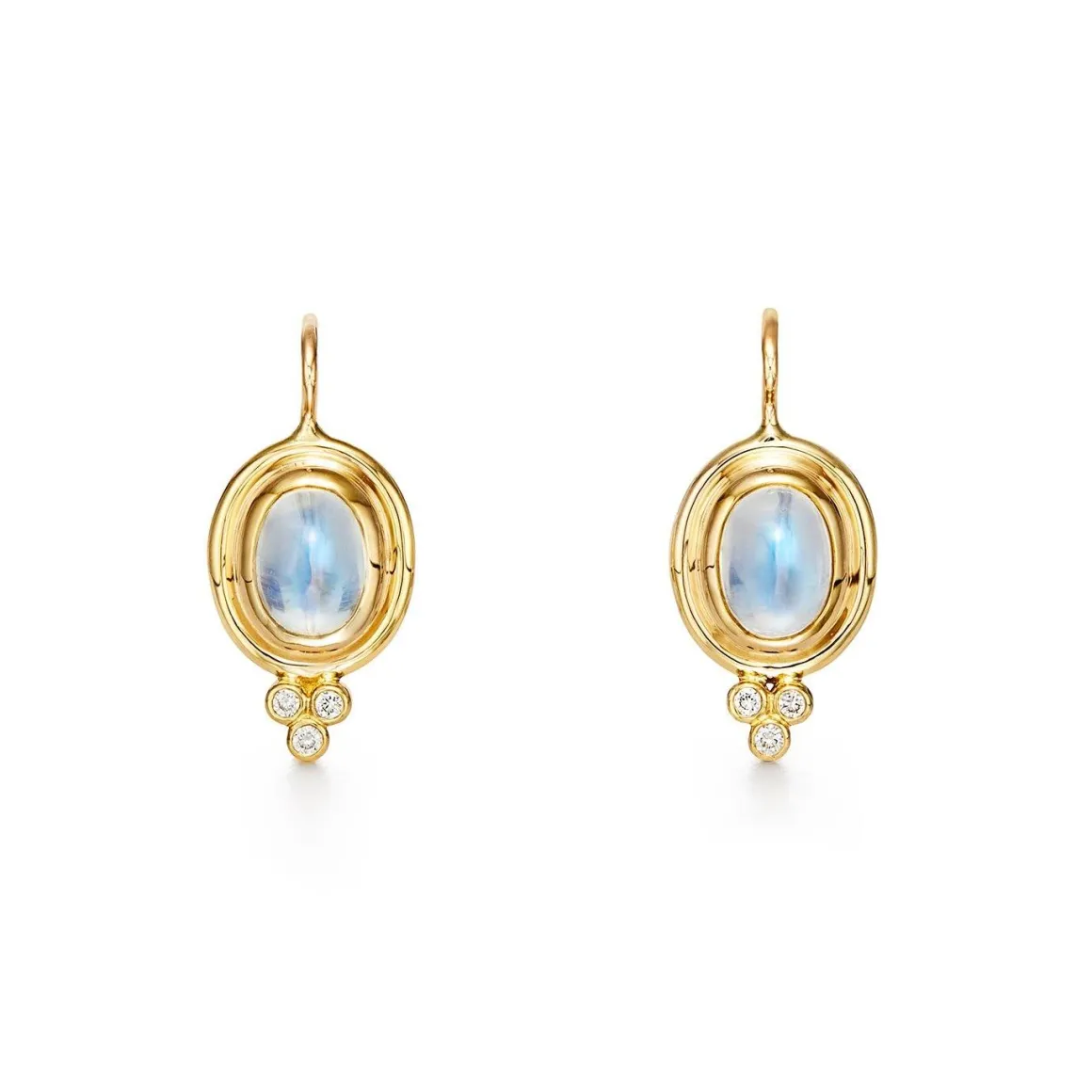 18K SMALL BLUE MOONSTONE CLASSIC TEMPLE EARRINGS