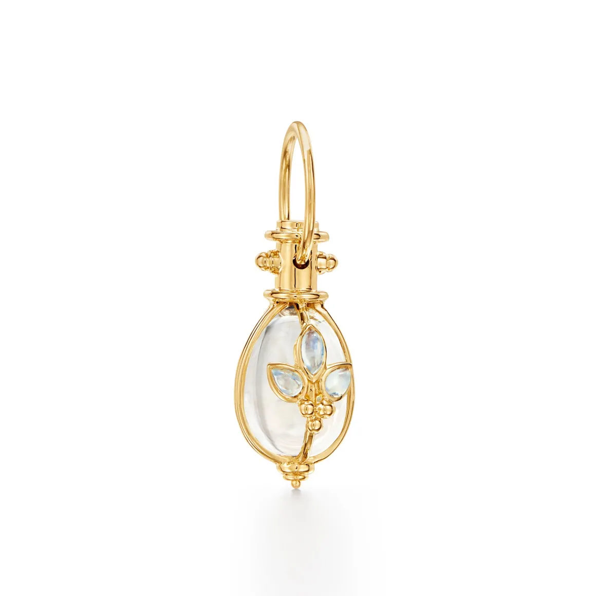 18K SMALL BLUE MOONSTONE GIGLIO AMULET