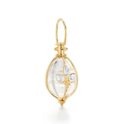 18K SMALL BLUE MOONSTONE GIGLIO AMULET