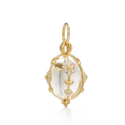 18K SMALL DIAMOND FIORI ROCK CRYSTAL AMULET