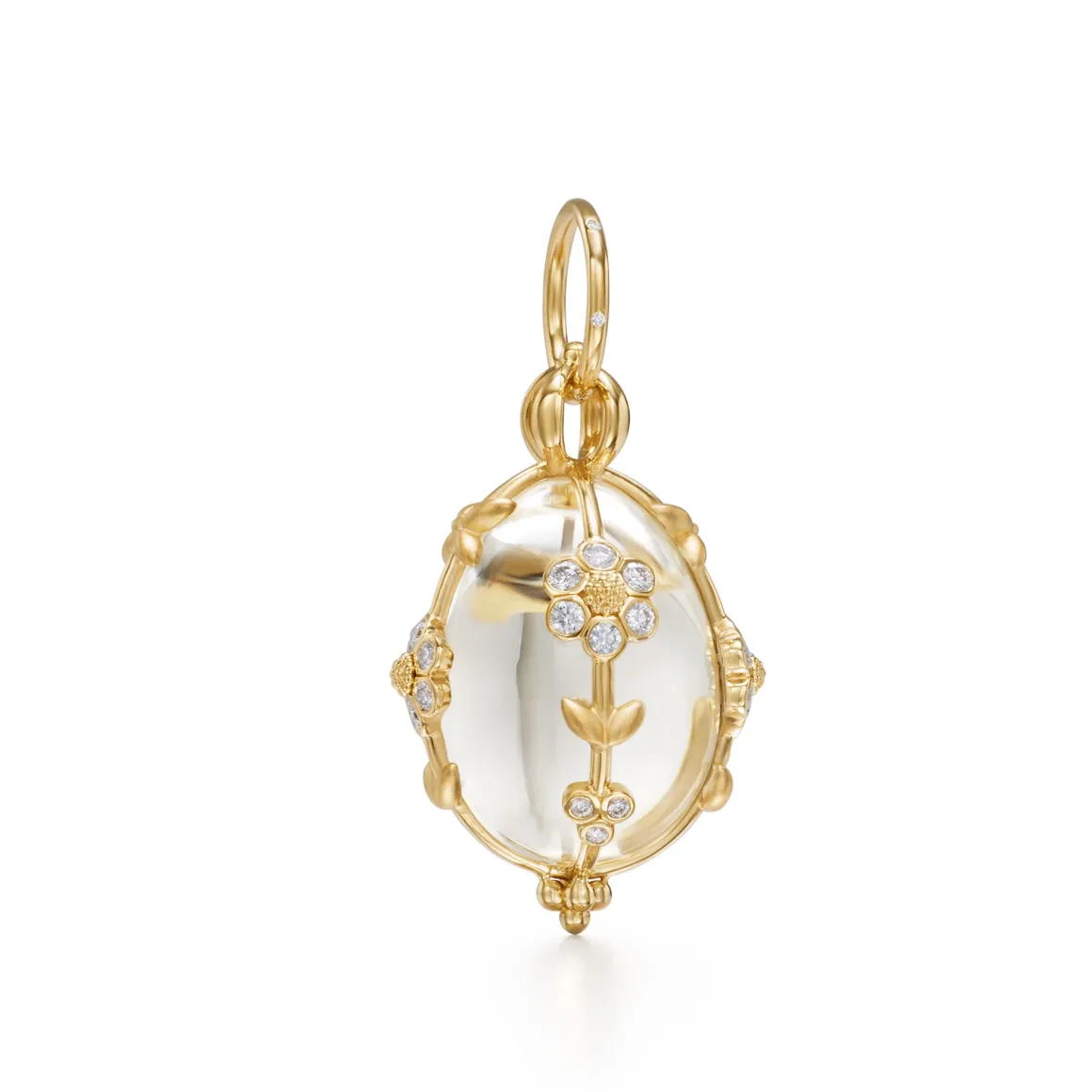 18K SMALL DIAMOND FIORI ROCK CRYSTAL AMULET