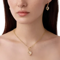 18K SMALL DIAMOND FIORI ROCK CRYSTAL AMULET