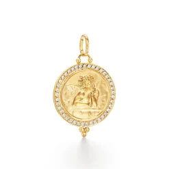 18K SMALL DIAMOND PAVÉ ANGEL PENDANT