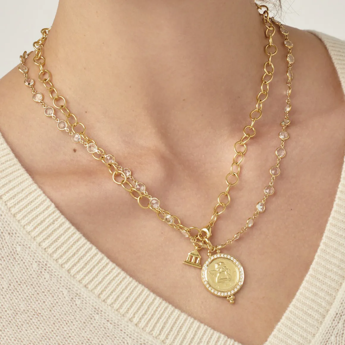 18K SMALL DIAMOND PAVÉ ANGEL PENDANT