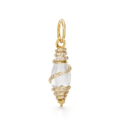 18K SMALL DIAMOND PAVE CRYSTAL SHELL PENDANT