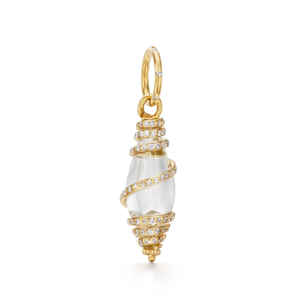 18K SMALL DIAMOND PAVE CRYSTAL SHELL PENDANT