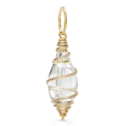 18K SMALL DIAMOND PAVE CRYSTAL SHELL PENDANT