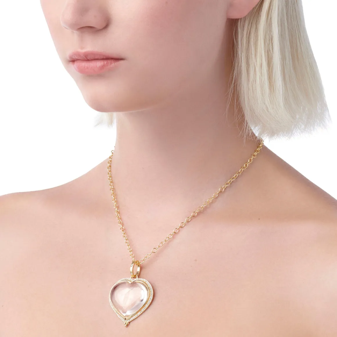 18K SMALL PAVÉ HEART PENDANT