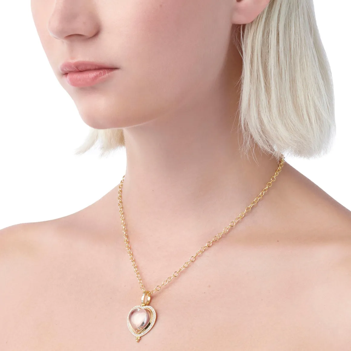 18K SMALL PAVÉ HEART PENDANT