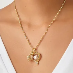 18K SMALL ROCK CRYSTAL HEART PENDANT