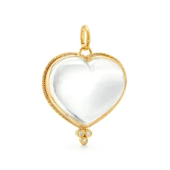 18K SMALL ROCK CRYSTAL HEART PENDANT