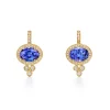 18K TANZANITE HALO PYRAMID EARRINGS