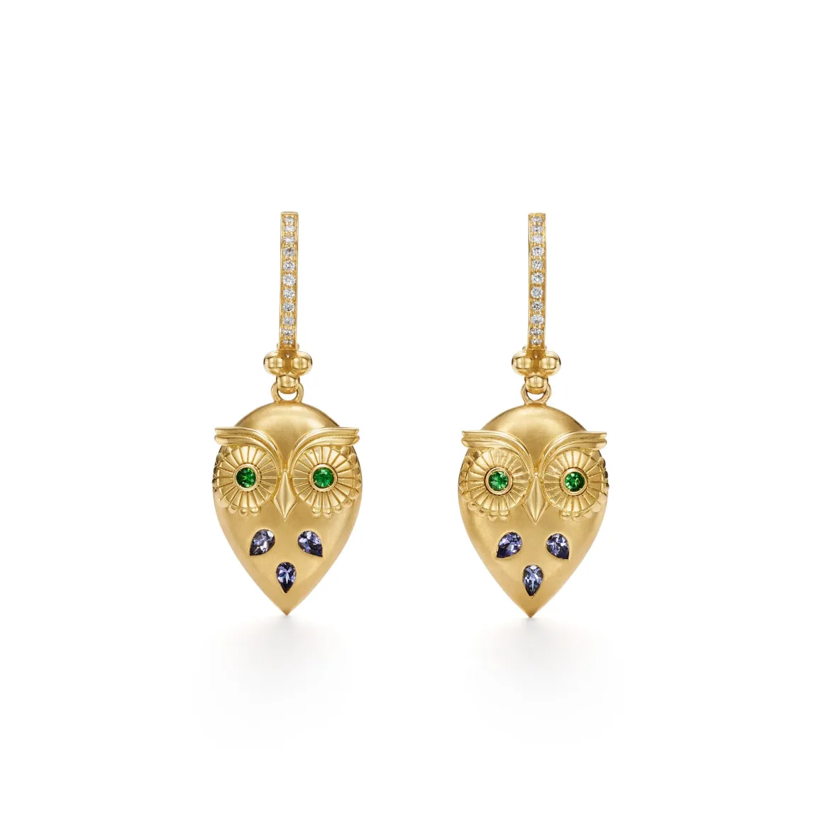 18K TANZANITE NIGHT OWL EARRINGS